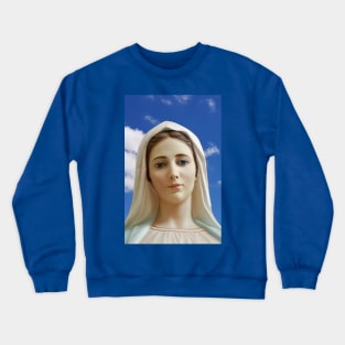 Our Lady of Medjugorje, blue sky background Crewneck Sweatshirt